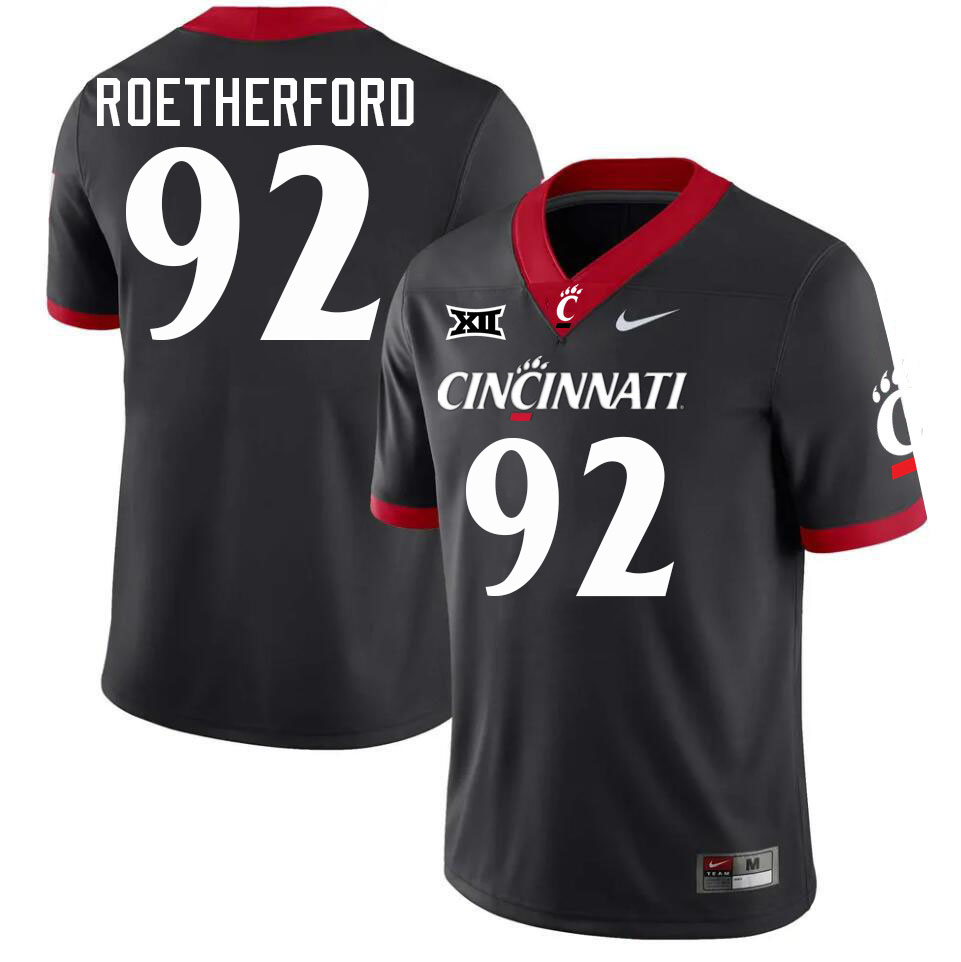 Cincinnati Bearcats #92 Cam Roetherford College Football Jerseys Stitched-Black